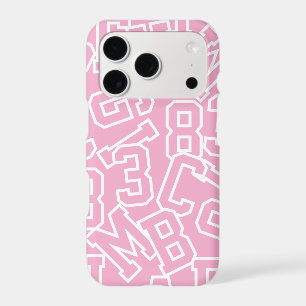 Pink and White Multi-Letters Numbers Girly iPhone 17 Pro Case