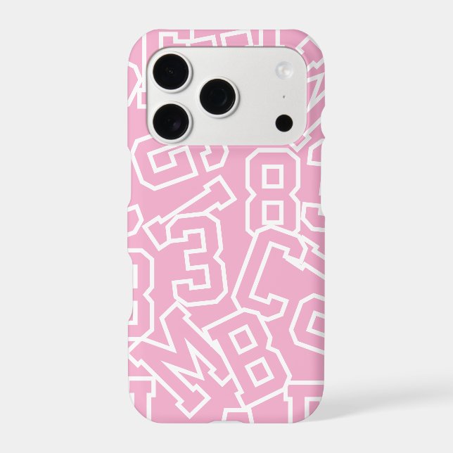 Pink and White Multi-Letters Numbers Girly iPhone Case (Back)