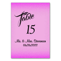 Pink and White Name and Date Table Number