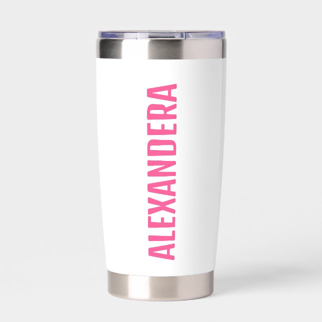 Pink and White Name Bachelorette Insulated Tumbler (Front)