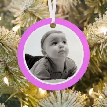Pink And White  - One Sided Metal Ornament by scribbleprints at Zazzle