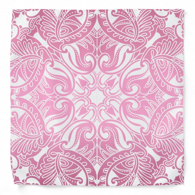 Pink and White Paisley Bandana (Front)
