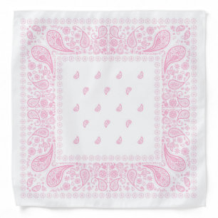 Pink and White Paisley Design Bandana