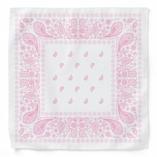 Pink and White Paisley Design Bandana (Front)