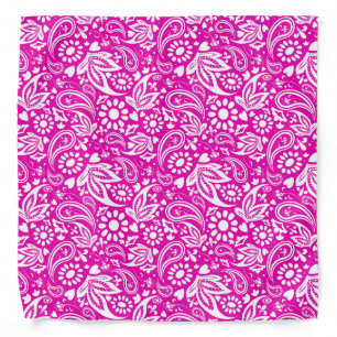 Pink and White Paisley Pattern Bandana