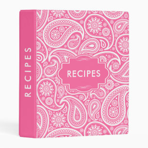 Pink And White Paisley Pattern Mini Binder