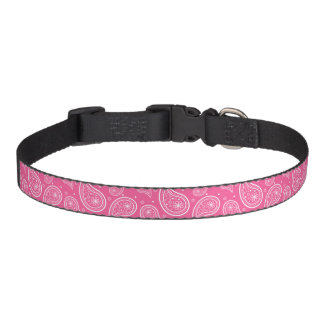 Pink And White Paisley Pattern Pet Collar