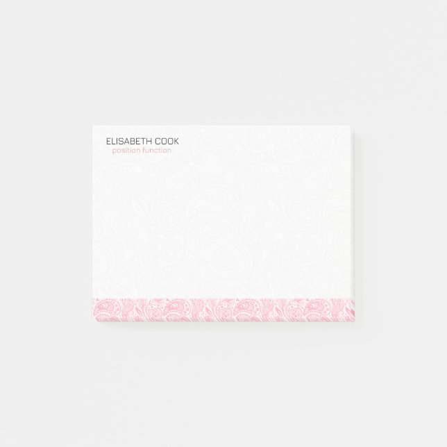Pink and White Paisley Pattern Post-it Notes (Front)