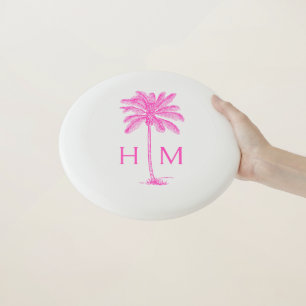 Pink and White Palm Palmetto Tree Monogram Wham-O Frisbee