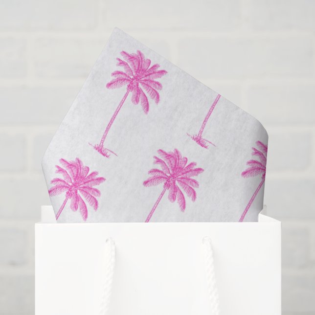 Pink and White Palm Palmetto Tree Tissue Paper (Gift Bag)