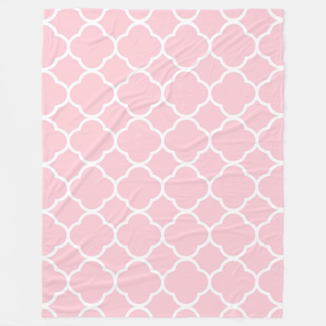 Pink and White Pattern Fleece Blanket (Front)