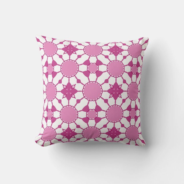 Pink and white pattern throw pillow (Front)