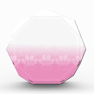 Pink And White Paws With Newsprint Background Acrylic Award