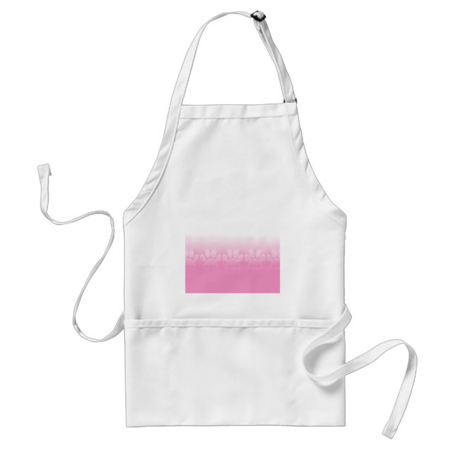 Pink And White Paws With Newsprint Background Adult Apron (Front)