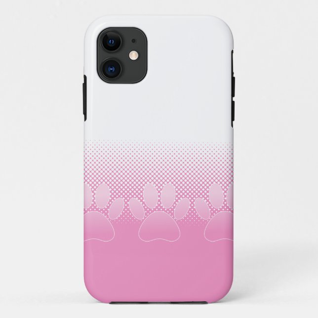 Pink And White Paws With Newsprint Background Case-Mate iPhone Case (Back)