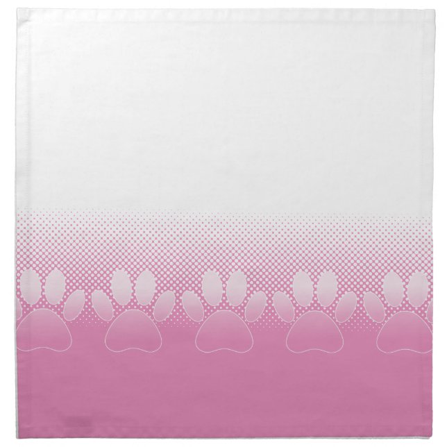 Pink And White Paws With Newsprint Background Cloth Napkin (Front)