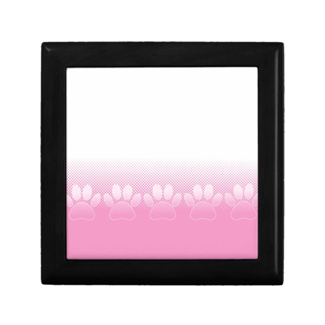 Pink And White Paws With Newsprint Background Gift Box (Front)