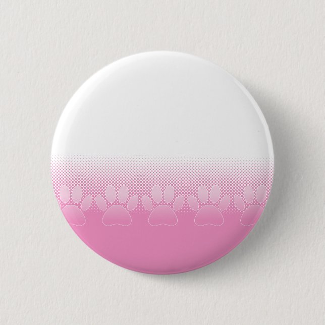 Pink And White Paws With Newsprint Background Pinback Button (Front)