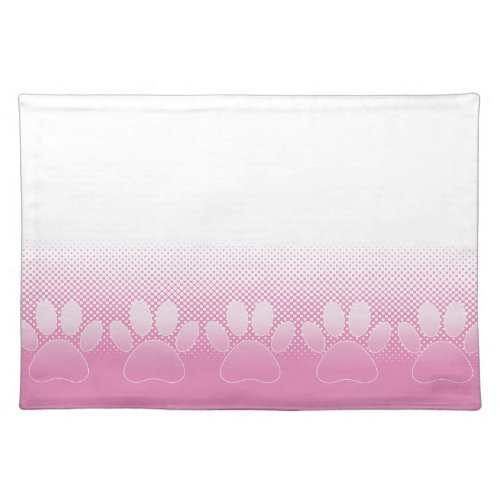 Pink And White Paws With Newsprint Background Placemat