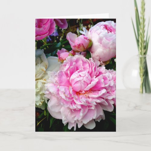 Pink and White Peonies Card