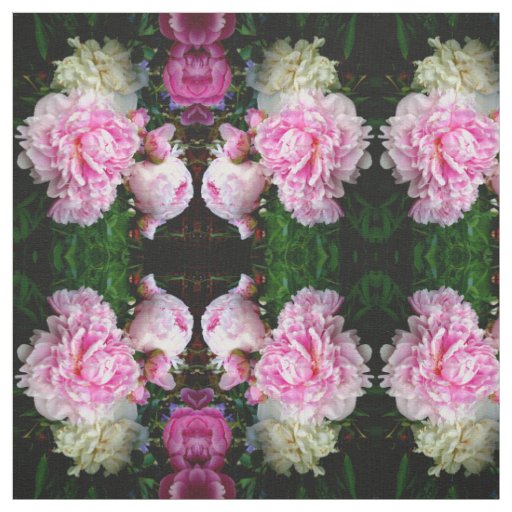 Pink and White Peonies Fabric