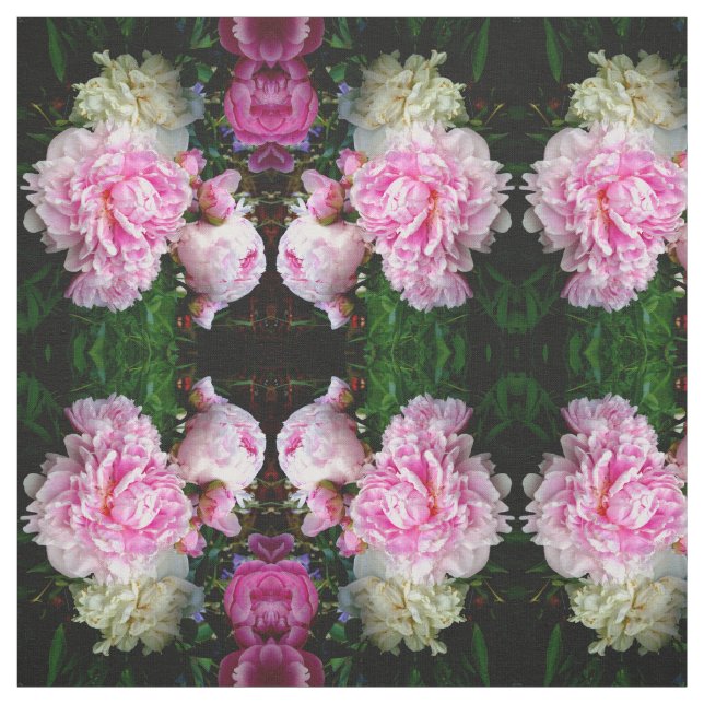Pink and White Peonies Fabric (Swatch)