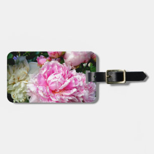 Pink and White Peonies Luggage Tag