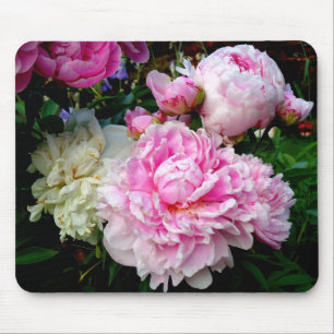 Pink and White Peonies Mouse Pad
