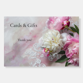 Pink and white peonies on lace foam board