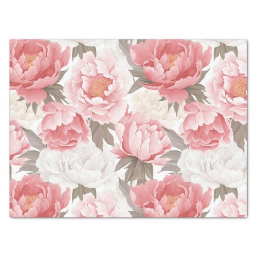 Pink and White Peonies Tissue Paper