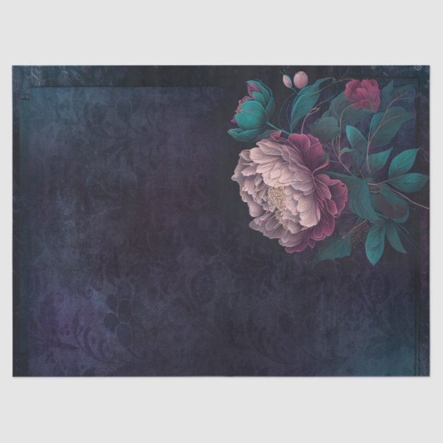 Pink and White Peony Flowers Decoupage Tissue Paper (Front)