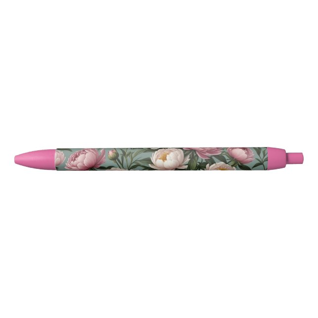 Pink and white Peony flowers Pen (Front)