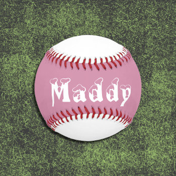 Pink And White Personalized Girl Baseball by ArianeC at Zazzle