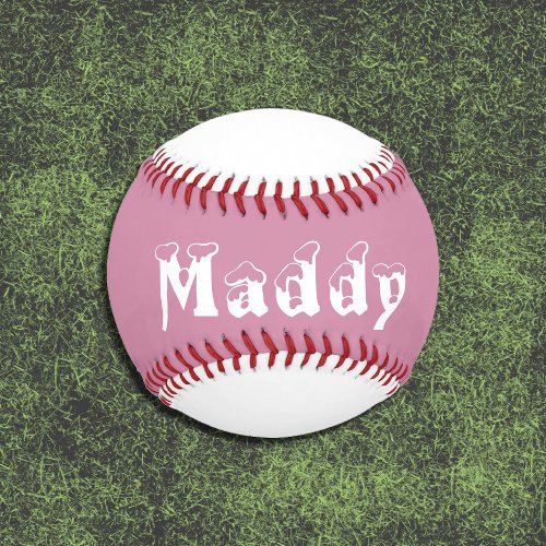 Pink and white personalized girl baseball