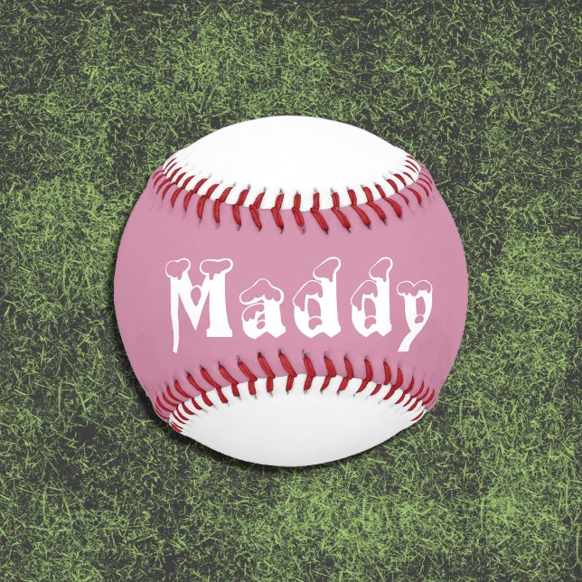 Pink and white personalized girl baseball (Pink and white personalized girl baseball (front))