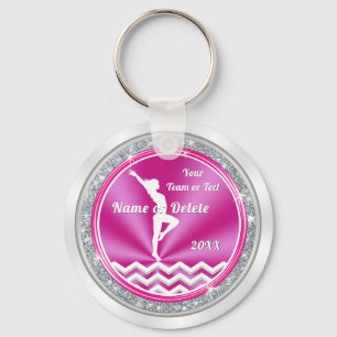 Pink and White Personalized Gymnastics Team Gifts Keychain