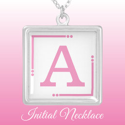 Pink and white personalized initial silver plated necklace