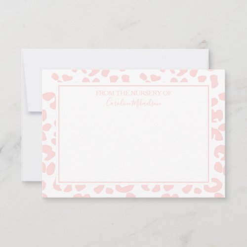 Pink and White Personalized Leopard Print Thank You Card