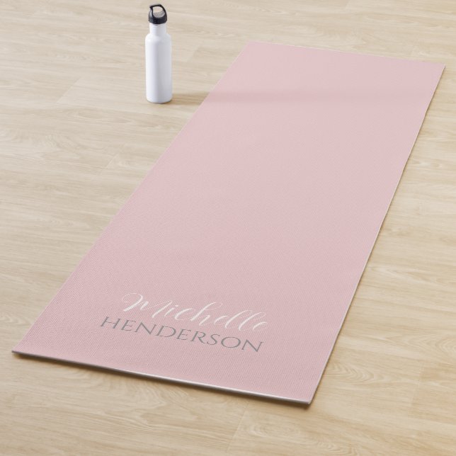 Pink and White Personalized Monogram Name Yoga Mat (In Situ)