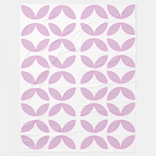 Pink and white petals circles and diamonds pattern fleece blanket