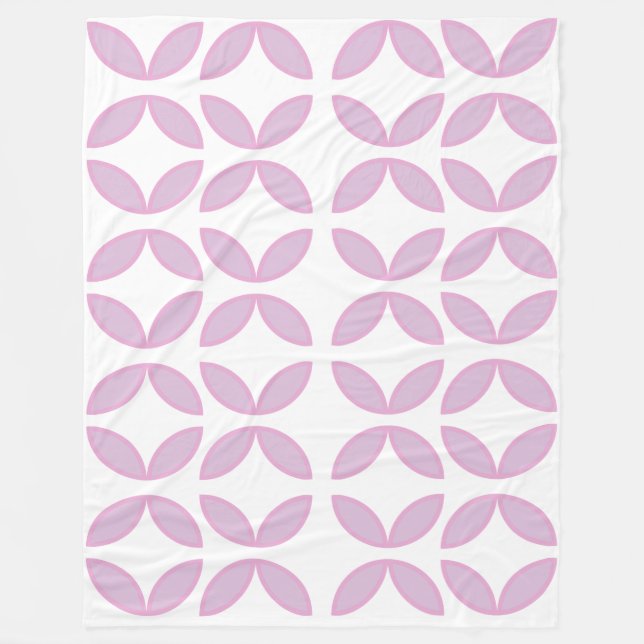 Pink and white petals circles and diamonds pattern fleece blanket (Front)