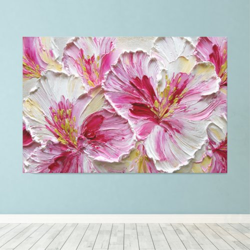 Pink and White Petals with Yellow Centers – Abstra Canvas Print