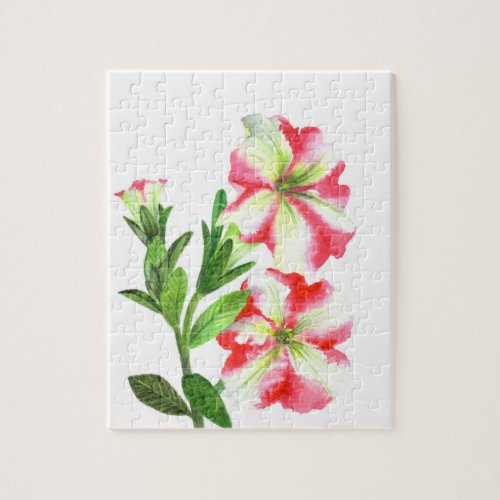 Pink and White Petunias Floral Art Jigsaw Puzzle
