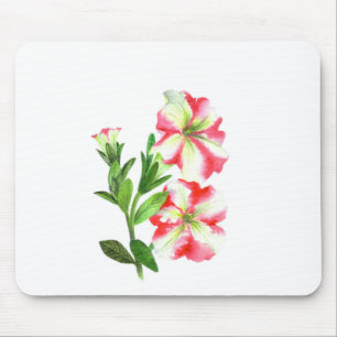 Pink and White Petunias Floral Art Mouse Pad