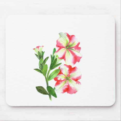 Pink and White Petunias Floral Art Mouse Pad