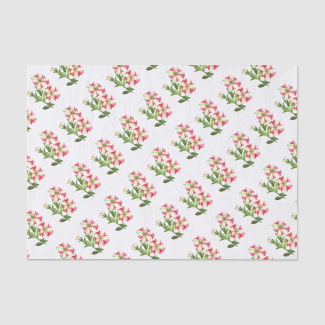 Pink and White Petunias Floral Art Tissue Paper (Front)