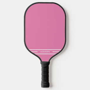 Pink and White Pickleball Paddle with Name
