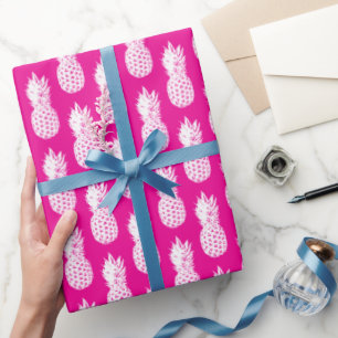 Pink and white pineapple pattern Birthday Wrapping Paper
