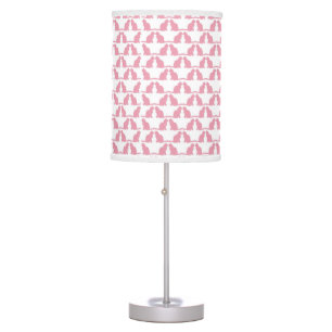 Pink and White Pink Kitty Pattern Cute Table Lamp