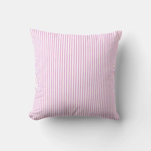 Pink and White Pinstripe Pillow (Front)